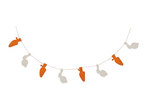 Handmade Wool Felt Easter Bunny & Carrot Garland - 48-Inch Wall & Table Decor