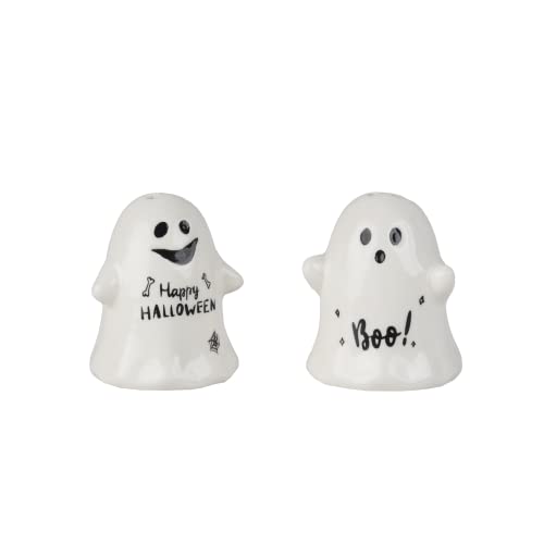 White Halloween Ghost Salt and Pepper Shaker Set - Happy Halloween & Boo! - Servette Home