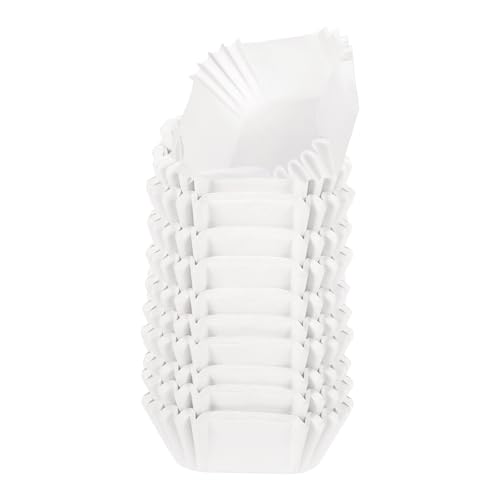 Mini Square Paper Cupcake Liners - White, 100pcs, Disposable Baking Cups for Desserts & Parties