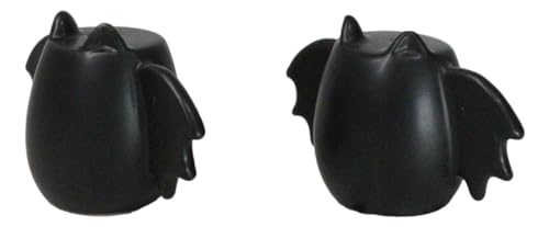 Black Bat Wings Salt and Pepper Shakers Set Ceramic Halloween Kitchen Decor