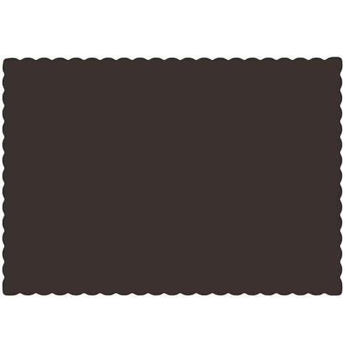 Disposable Paper Placemats with Scalloped Edge - Black, Pack of 50