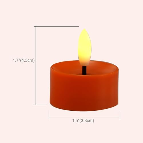 QIDEA Halloween Orange LED Tea Lights for Pumpkin & Holiday Decor - 12 Sets