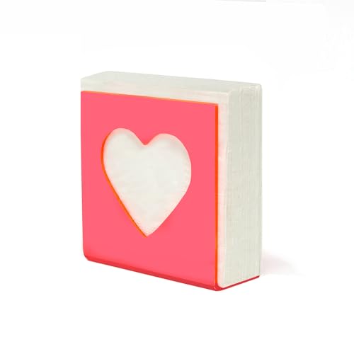 Pink Heart Acrylic Napkin Holder for Tables - Valentine's Day Dispenser