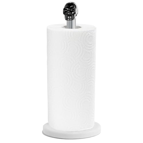 Homestia Black Skull Marble Paper Towel Holder with Adjustable Rod - Halloween Decor