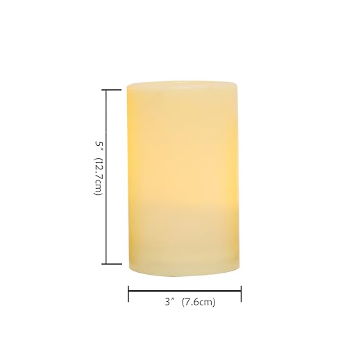 Cream White Outdoor Flameless LED Pillar Candle with Timer - 3x4 Inches