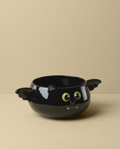 Halloween Bat Candy Bowl - Porcelain Spooky-Cute Bat Design, 13 Inches