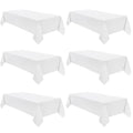White Rectangle Tablecloth 60x102 Inch 6 Pack - Classic Polyester Dining Cover