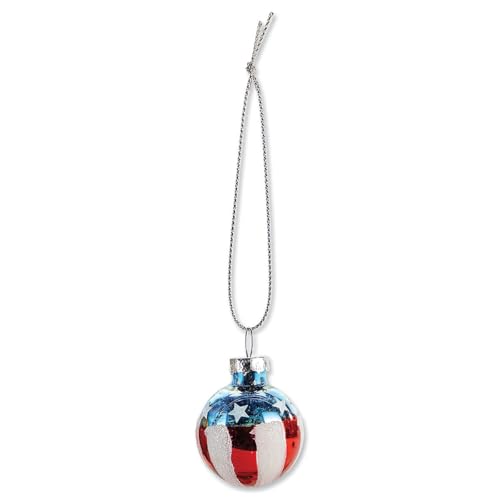Patriotic Americana Glass Ornaments - Handcrafted Red White & Blue Holiday Decor, 12-Piece Set