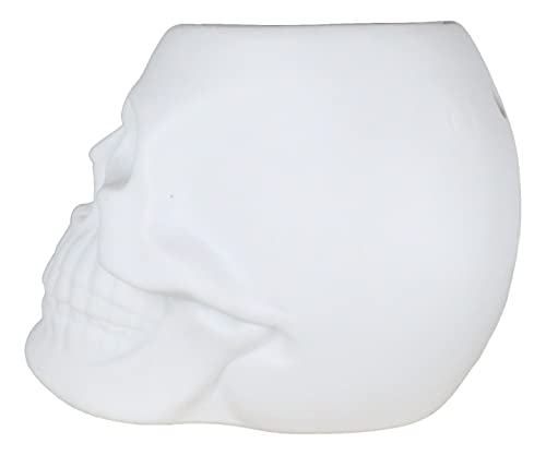 White Skull Wax Melter & Candle Warmer - Gothic Ceramic Oil Burner with Votive Holder