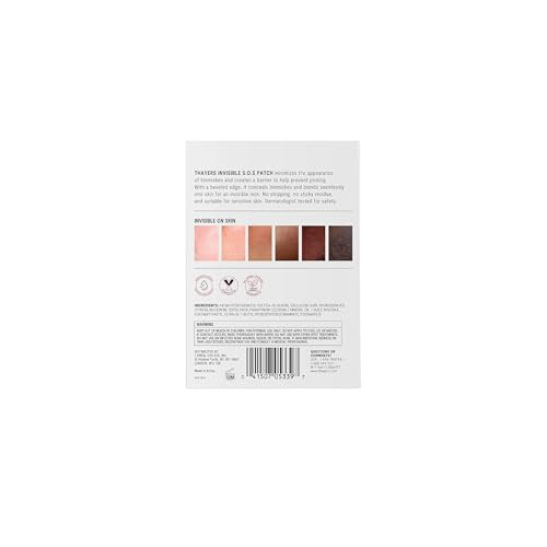 THAYERS Invisible S.O.S Hydrocolloid Acne Pimple Patch, Ultra-Thin Design Instantly Reduces Look of Blemishes, Set of 22 Pimple Patches