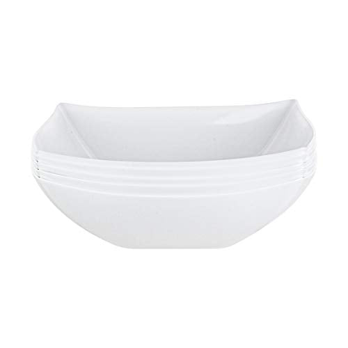 64 oz Heavy-Duty Square Plastic Bowls - 5-Pack, Disposable & Reusable