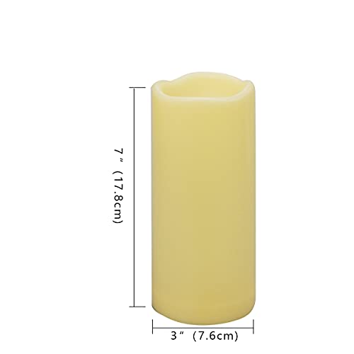 Waterproof Outdoor Flameless LED Pillar Candles with Remote - 2 Pack, 3x7 Inches