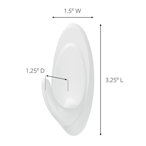 Command Medium White Adhesive Hooks - Damage-Free Wall Mounts, 2 Hooks & 4 Strips