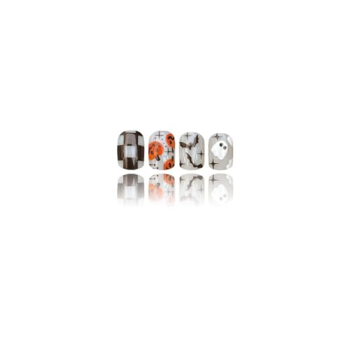 Halloween Press On Nails Short Square Pink Fake Nails Ghost Pumpkin Design W25