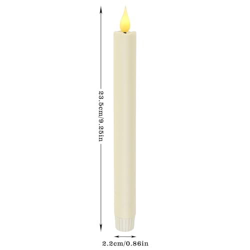 Ivory Flameless Taper Candles with Remote - Set of 24, 9.6 Inches Safe Battery Operated Decor