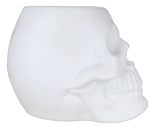 White Skull Wax Melter & Candle Warmer - Gothic Ceramic Oil Burner with Votive Holder