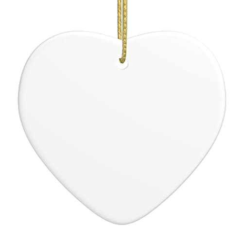 Personalized Ceramic Heart Christmas Ornament - White Holiday Tree Hanging Decor