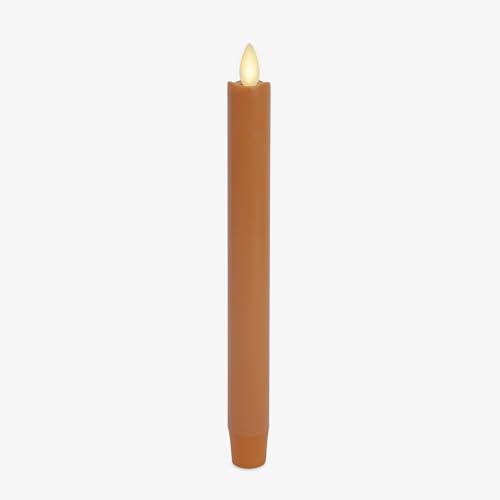 Flameless Taper Candle with Flickering LED, Timer & Remote - Marmalade 1"x9.5"