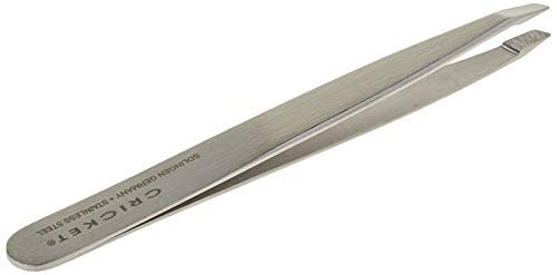 Cricket Beauty Hardware Pro Slant Tweezers - Stainless Steel Hair Removal Tool for Professional Plucking, Eyebrows, Facial Hair, and Ingrown Hair with Superior Grip and Precision Control