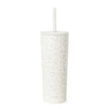 Insulated 24oz Coffee Tumbler with Leopard Pattern - Leakproof & Cold Hot