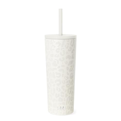 Insulated 24oz Coffee Tumbler with Leopard Pattern - Leakproof & Cold Hot