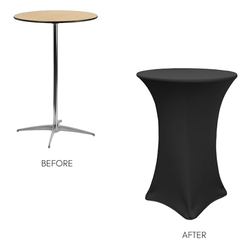 Black 36-Inch Diameter Highboy Cocktail Table Cover - Fitted Spandex for Round Tables