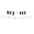 Black Halloween Banner Set - Glitter Ghost & 'Hey Boo' Garland for Spooky Decorations