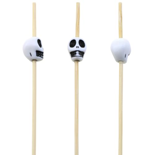 Skull Cocktail Picks 100-Pack - Food & Drink Garnishes for Parties