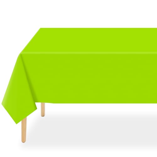 QIKSION 6 Pack Lime Green Plastic Tablecloth - Neon Green Rectangular Cover, 54x108 Inches, Disposable Party Table Cover