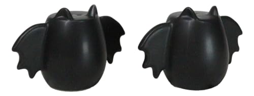 Black Bat Wings Salt and Pepper Shakers Set Ceramic Halloween Kitchen Decor