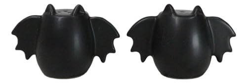 Black Bat Wings Salt and Pepper Shakers Set Ceramic Halloween Kitchen Decor