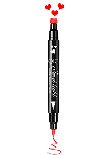 Heart Stamp Liquid Eyeliner Set - Red Waterproof Double-Side Makeup Pen - Halloween & Daily Eye Makeup