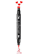 Heart Stamp Liquid Eyeliner Set - Red Waterproof Double-Side Makeup Pen - Halloween & Daily Eye Makeup