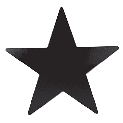 Black Foil Star Cutouts - 24 Pack 15 Inch Party Decorations for Wall & Table