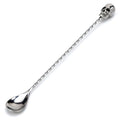 Skull 12-Inch Bar Spoon for Cocktail Mixing - Silver Handle, Homestia