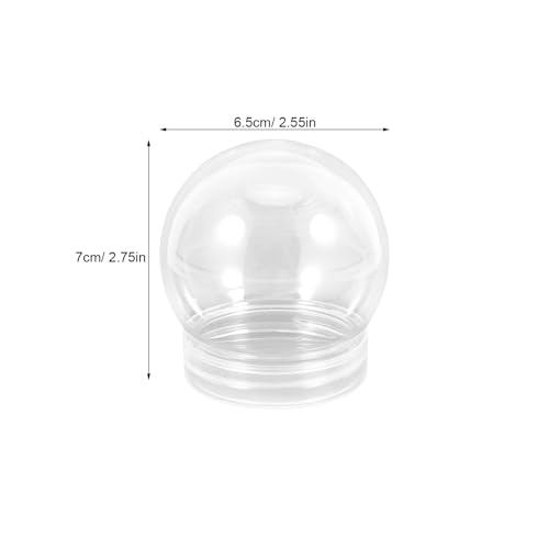 Snow Globe Kit with Screw-Off Caps and Fake Snow - 10 Pcs, 7.30x6.70x6.70cm - Clear Plastic Ornaments for Holiday Crafts