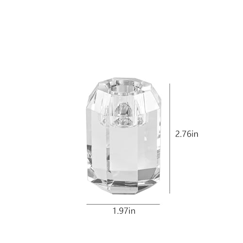 Crystal Taper Candle Holders Set of 2 - Faceted Wedding & Home Decor