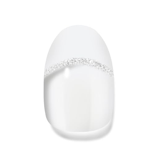White French Tip Semi-Cured Gel Nail Strips - Long Lasting DIY Nail Wraps, 20 Pcs, Beginner-Friendly