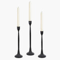 Black Cast Iron Taper Candle Holder Set of 3 Tall Variation