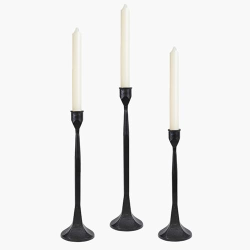 Black Cast Iron Taper Candle Holder Set of 3 Tall Variation