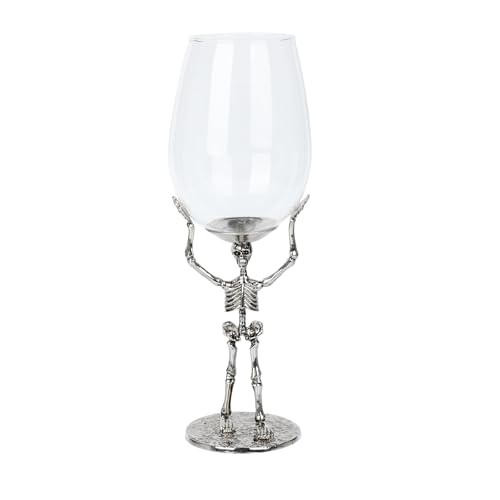 Gothic Skull Wine Glass Skeleton Goblet with Bone Hand Base - Dark Aesthetic Decor (Variation C)