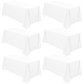 White Polyester Tablecloths 90x156 inch Pack of 6 for 8ft Tables - Wedding & Party Use