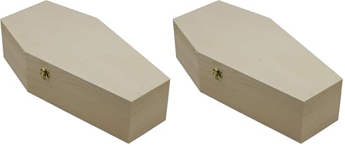 Creative Hobbies 12-Inch Halloween Coffin Box Set - Fillable Gothic Decor, Party Favor, Pet Casket 2-Pack