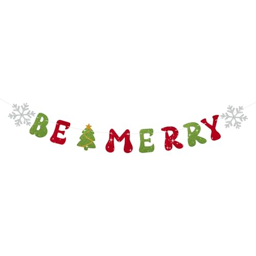 Christmas Banner for Indoor Decor - Be Merry Holiday Wall Garland