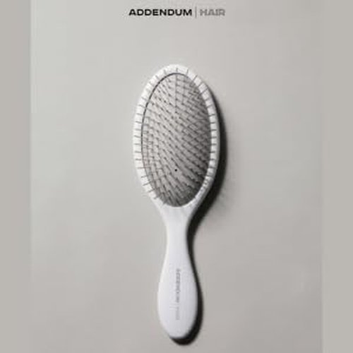 Addendum Hair Luxury Wet Hair Brush - Ergonomic Detangler with Stainless Steel Bristles - White
