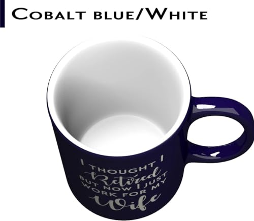 Cobalt Blue Retirement Coffee Mug - Engraved Joke Gift for Hubby & Dad