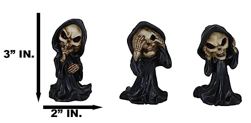 Gothic Grim Reaper Skeleton Figurines Set of 3 Halloween Decor Spooky Halloween Props