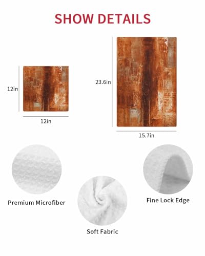 Burnt Orange Waffle Kitchen Towels Set - 16 x 24 Inch, 3 Pack | Absorbent Dishcloths