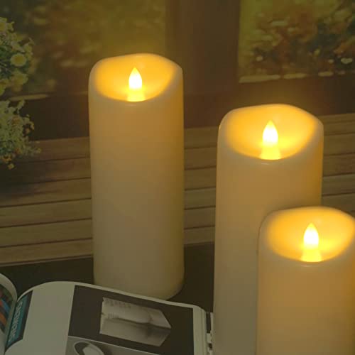 3 Pack Waterproof Flameless LED Pillar Candles with Remote Control - 4x10 Inches