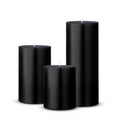 Black Pillar Candle Set of 3 Unscented Dripless Long Burn Candles - 2.75x3, 4, 6 Inches